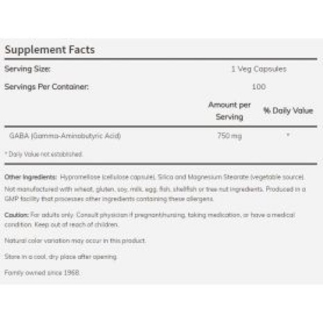 NOW Foods - GABA 750mg 100 caps Now foods
